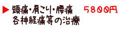 頭痛・肩こり・腰痛・各神経痛等の治療